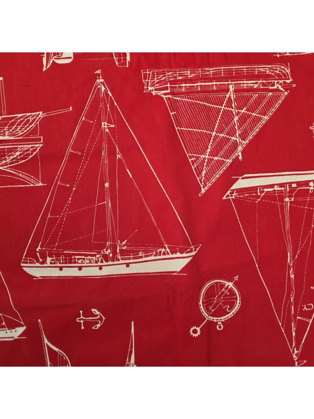 Vintage Concord Fabrics Inc Red Nautical Sailboat Fabric Heavyweight BTY
